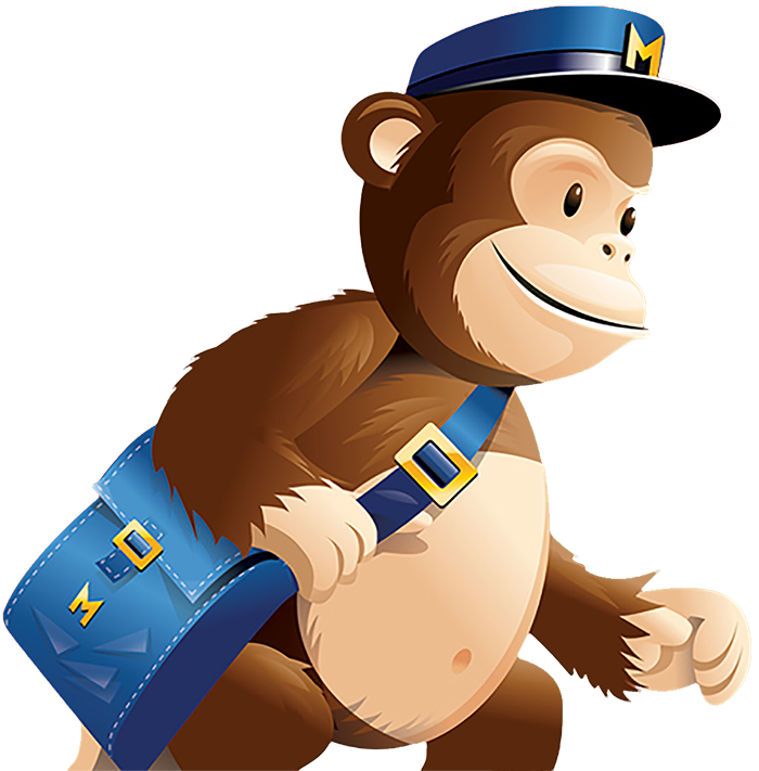 Illustration of monkey wearing a messenger bag